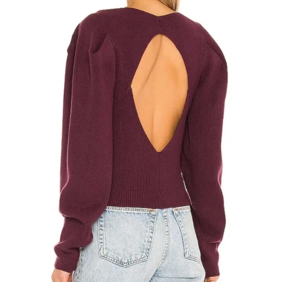 NWT Free People Saffron Open Back Sweater In Pomegranate Wine - Picture 3 of 9